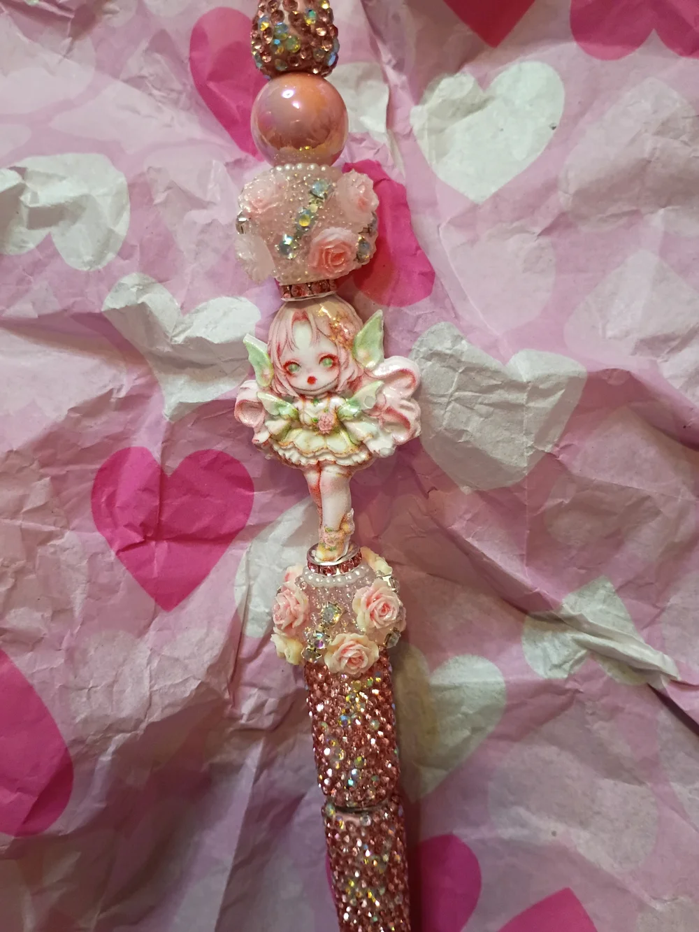 Pink Skull Panda Beaded Pen — Decorative Home Office Accent